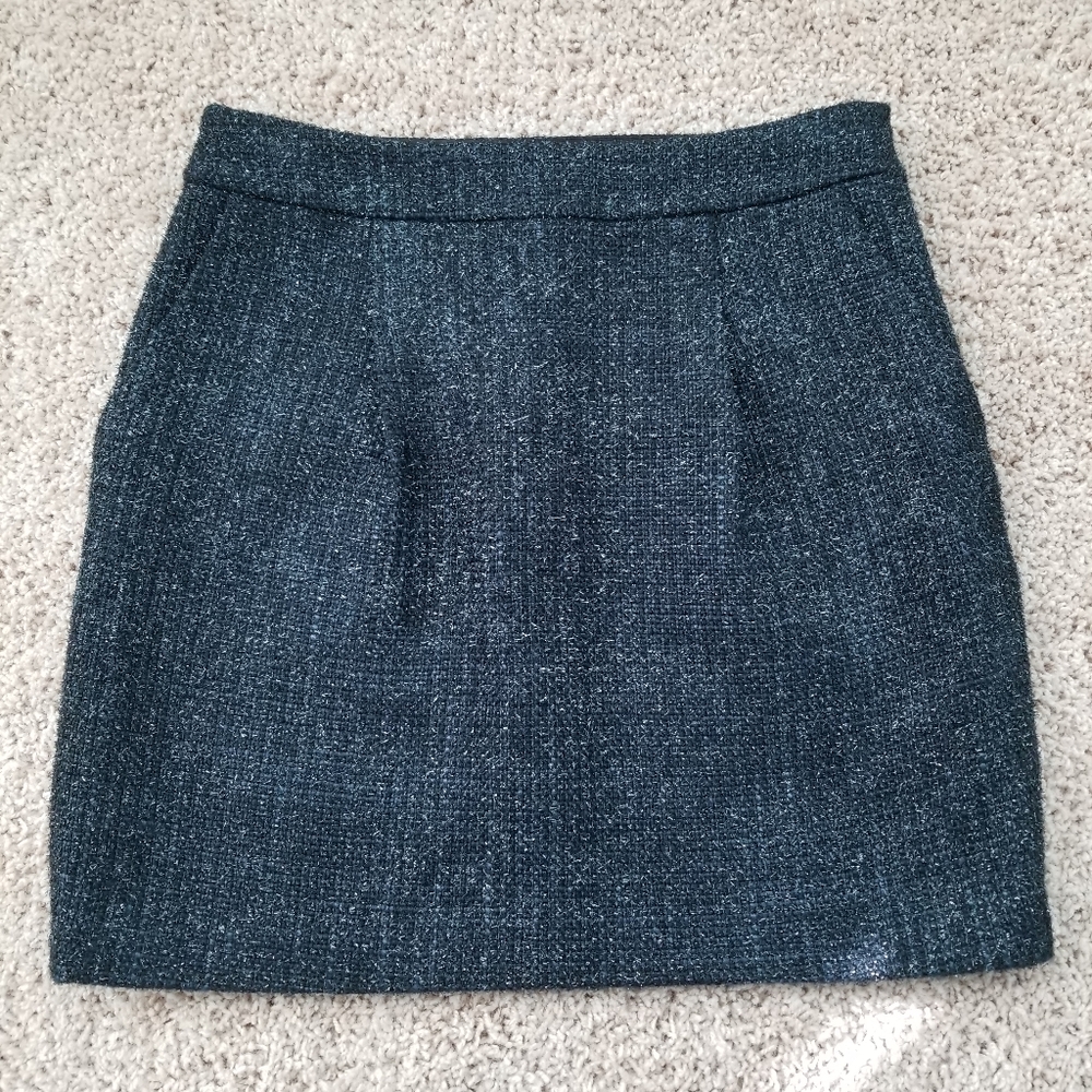 Loft black metallic tweed skirt